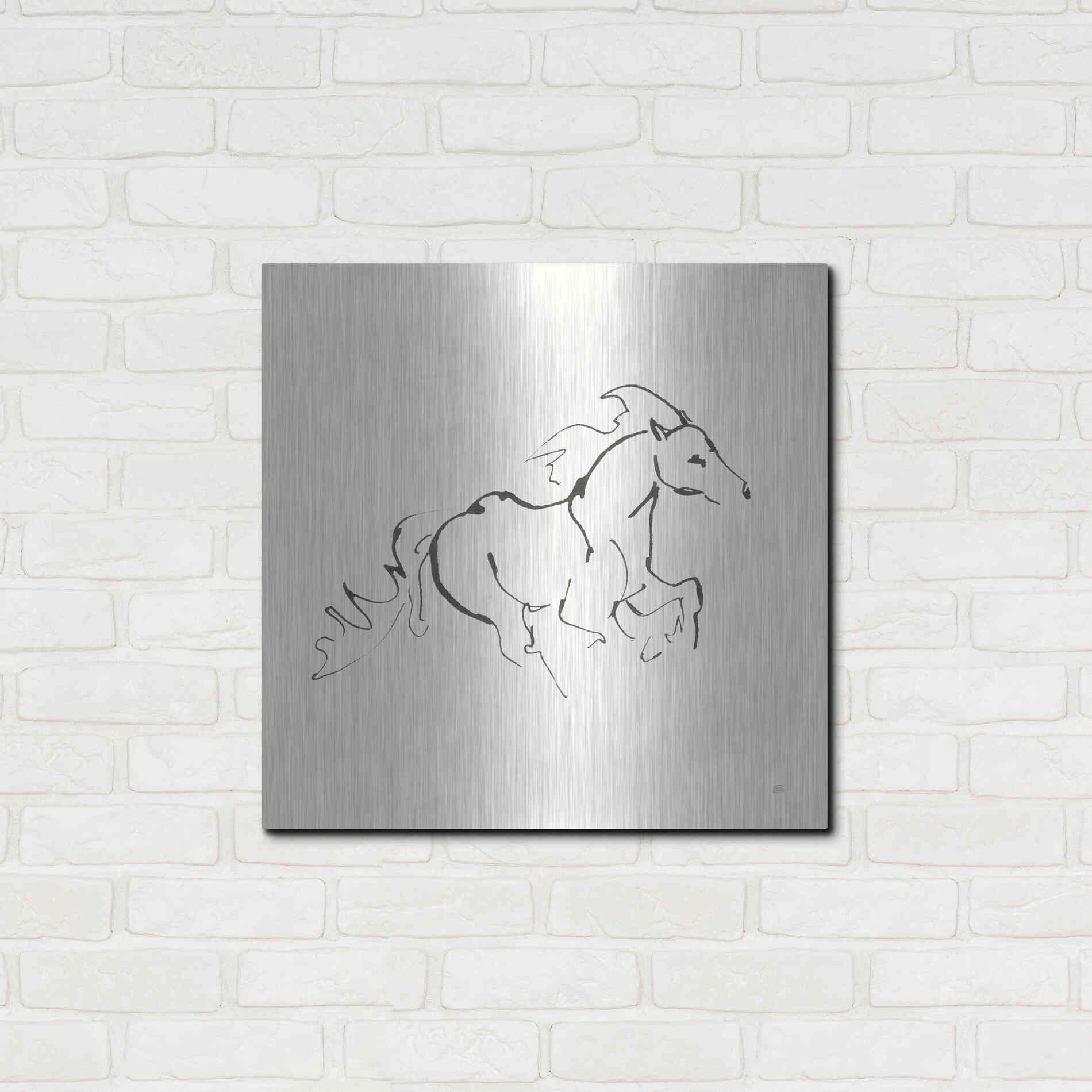 Luxe Metal Art 'Line Horse II' by Chris Paschke, Metal Wall Art,24x24