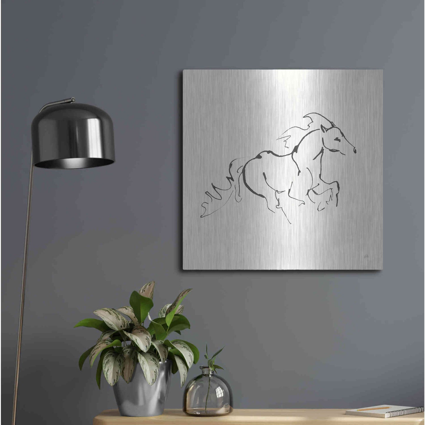 Luxe Metal Art 'Line Horse II' by Chris Paschke, Metal Wall Art,24x24