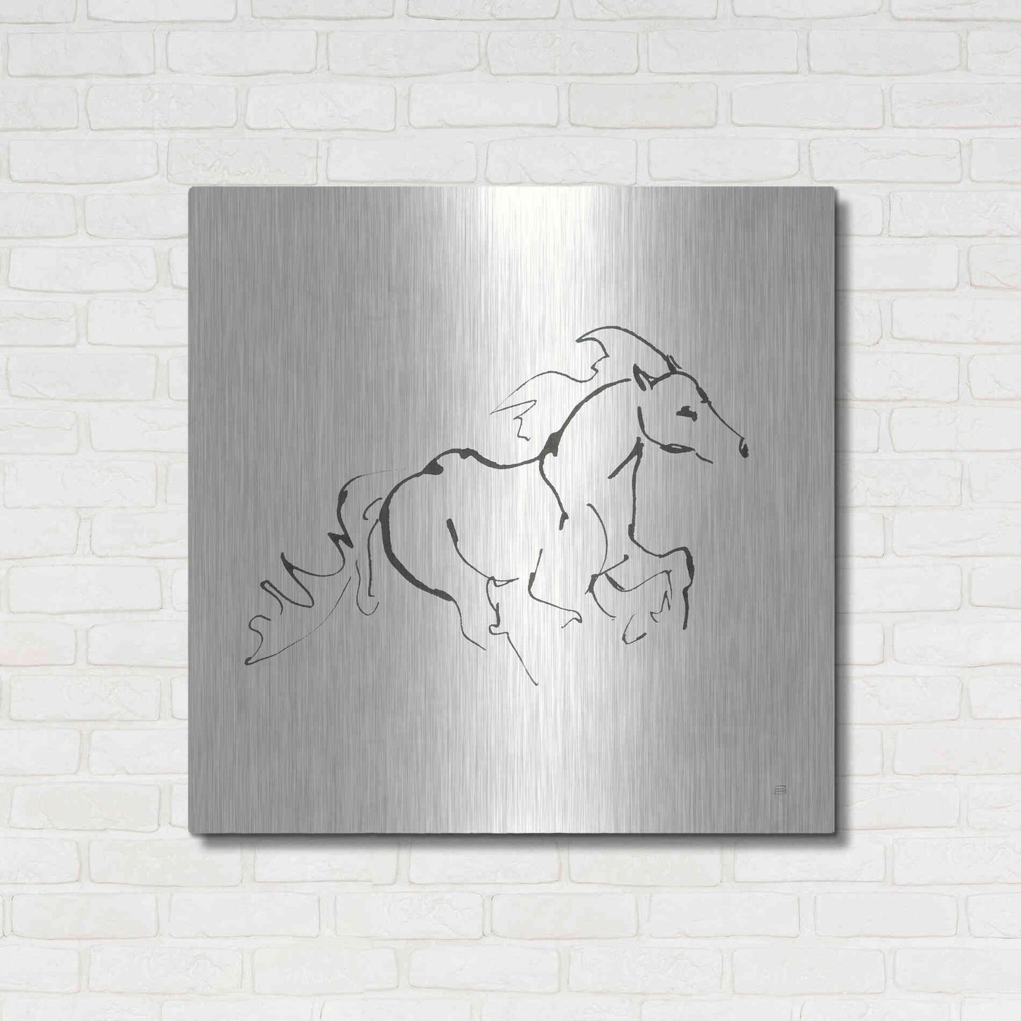 Luxe Metal Art 'Line Horse II' by Chris Paschke, Metal Wall Art,36x36