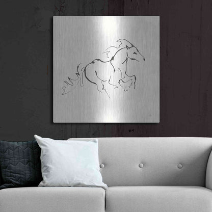 Luxe Metal Art 'Line Horse II' by Chris Paschke, Metal Wall Art,36x36