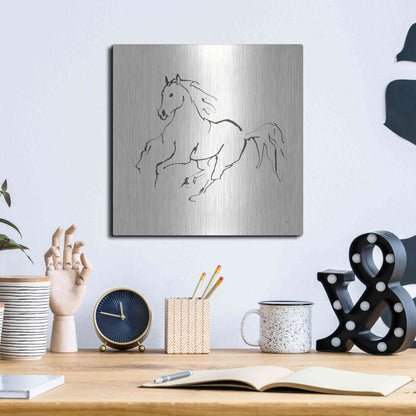 Luxe Metal Art 'Line Horse III' by Chris Paschke, Metal Wall Art,12x12