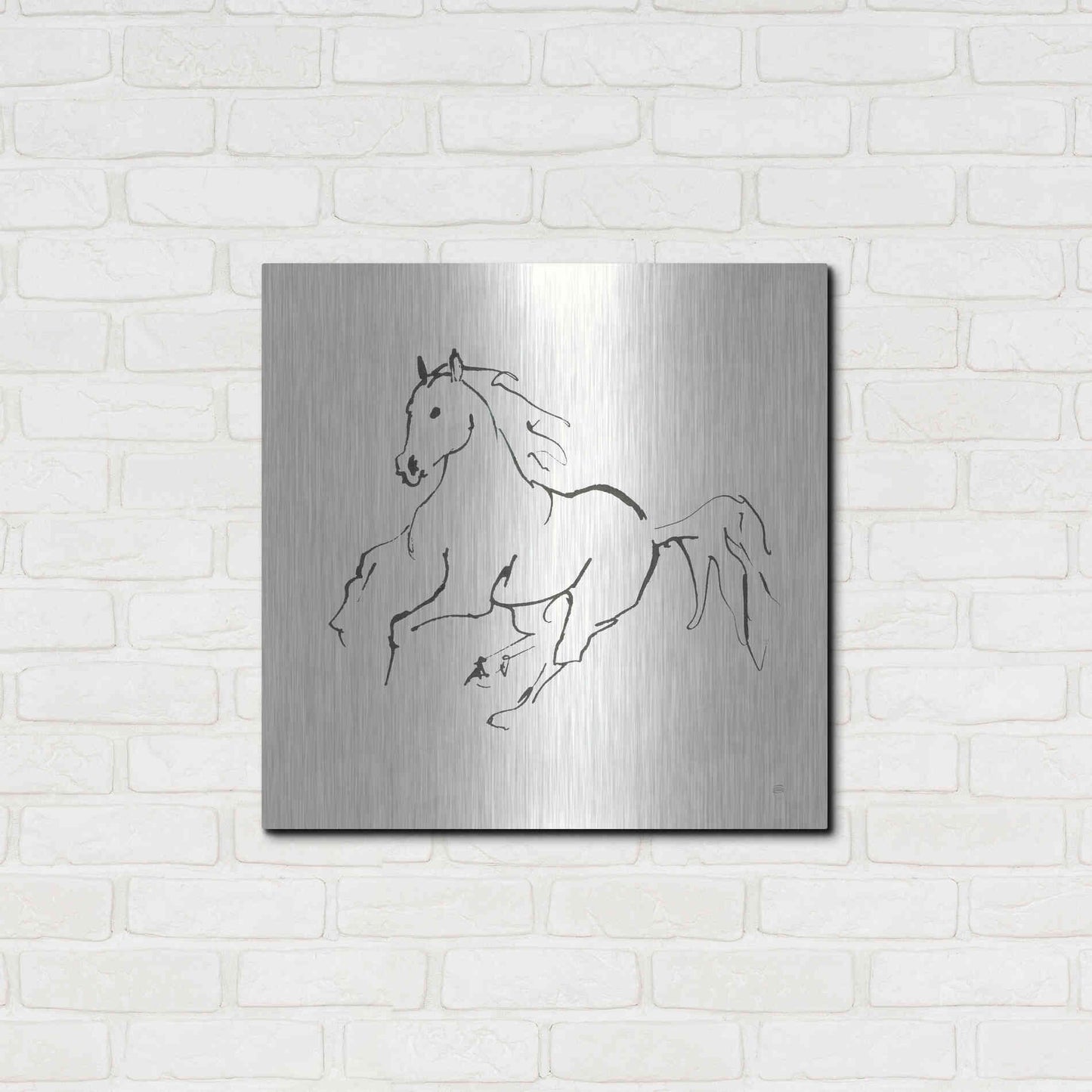 Luxe Metal Art 'Line Horse III' by Chris Paschke, Metal Wall Art,24x24