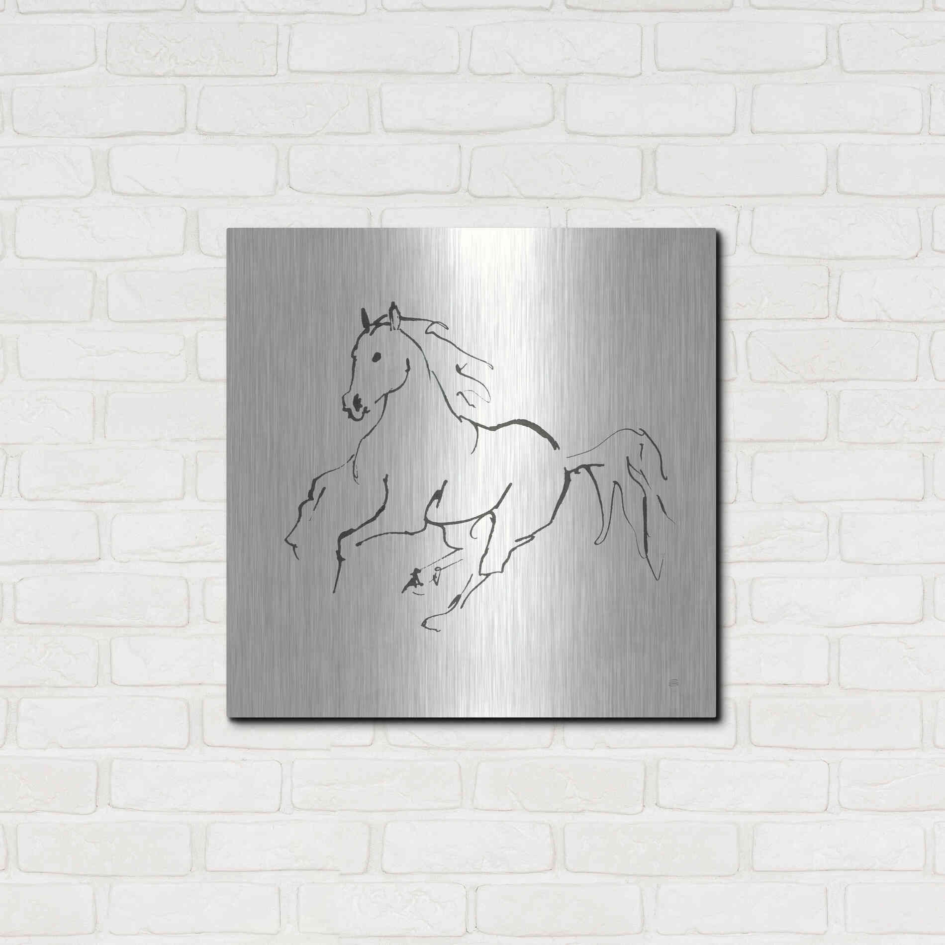 Luxe Metal Art 'Line Horse III' by Chris Paschke, Metal Wall Art,24x24