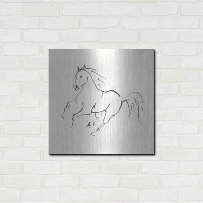 Luxe Metal Art 'Line Horse III' by Chris Paschke, Metal Wall Art,24x24