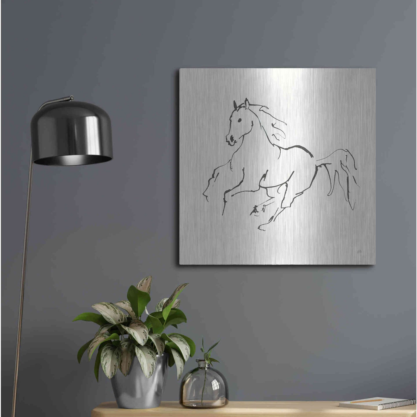 Luxe Metal Art 'Line Horse III' by Chris Paschke, Metal Wall Art,24x24