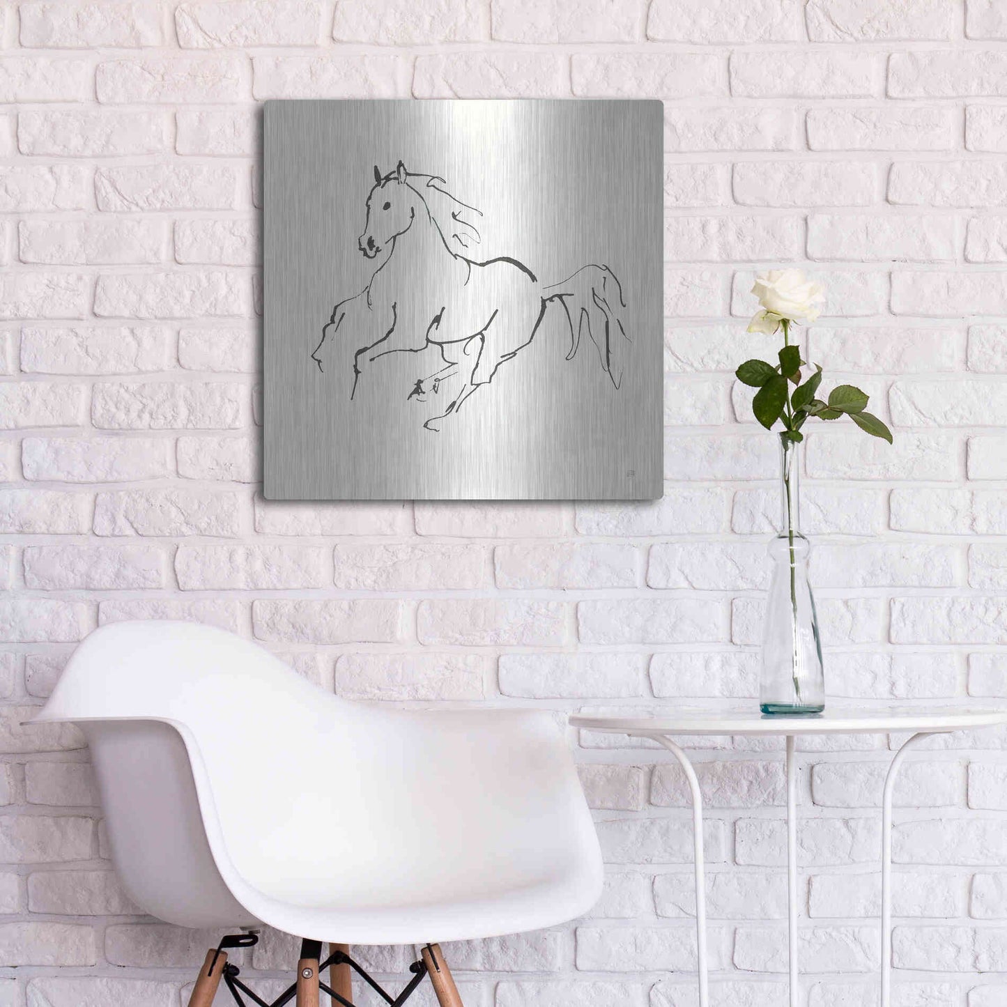 Luxe Metal Art 'Line Horse III' by Chris Paschke, Metal Wall Art,24x24