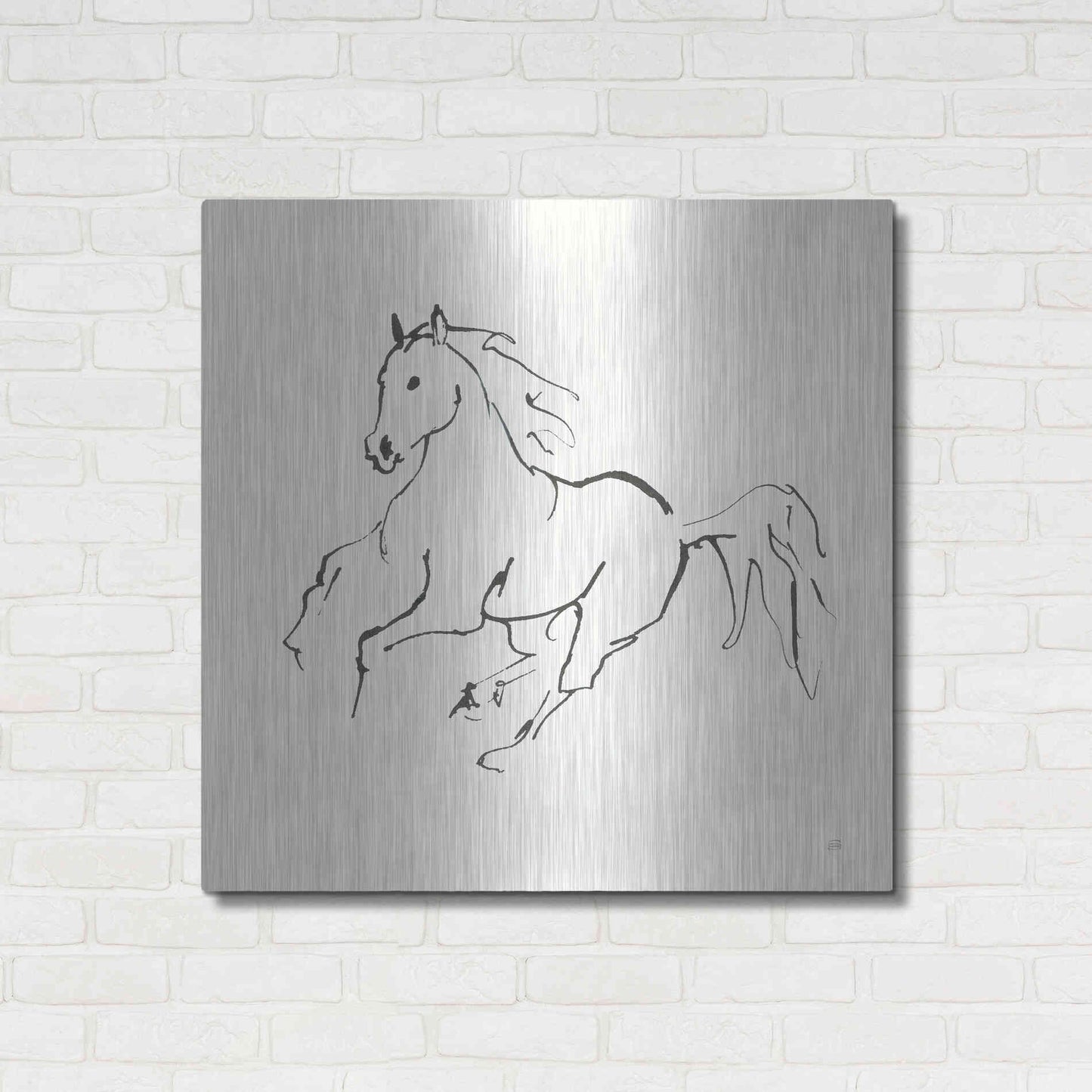 Luxe Metal Art 'Line Horse III' by Chris Paschke, Metal Wall Art,36x36