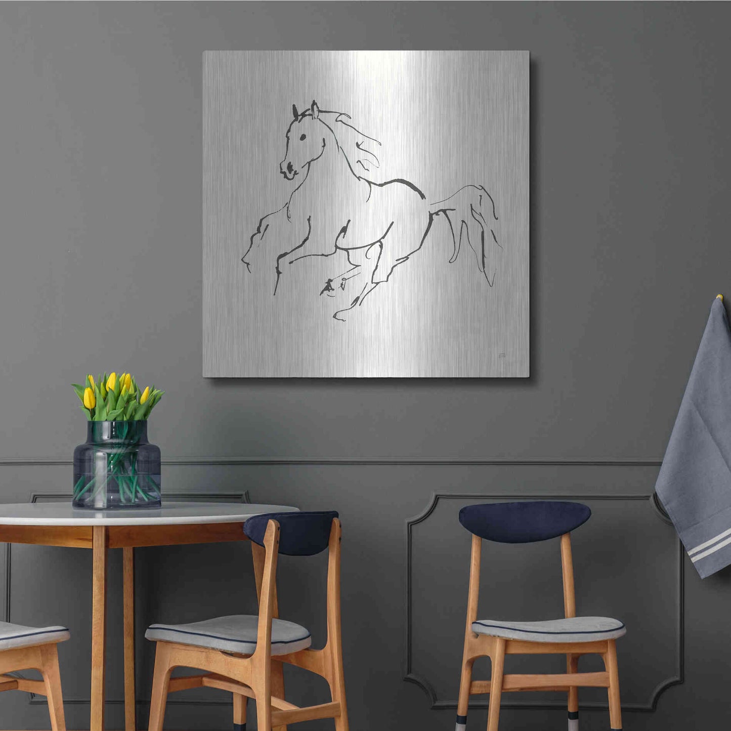 Luxe Metal Art 'Line Horse III' by Chris Paschke, Metal Wall Art,36x36