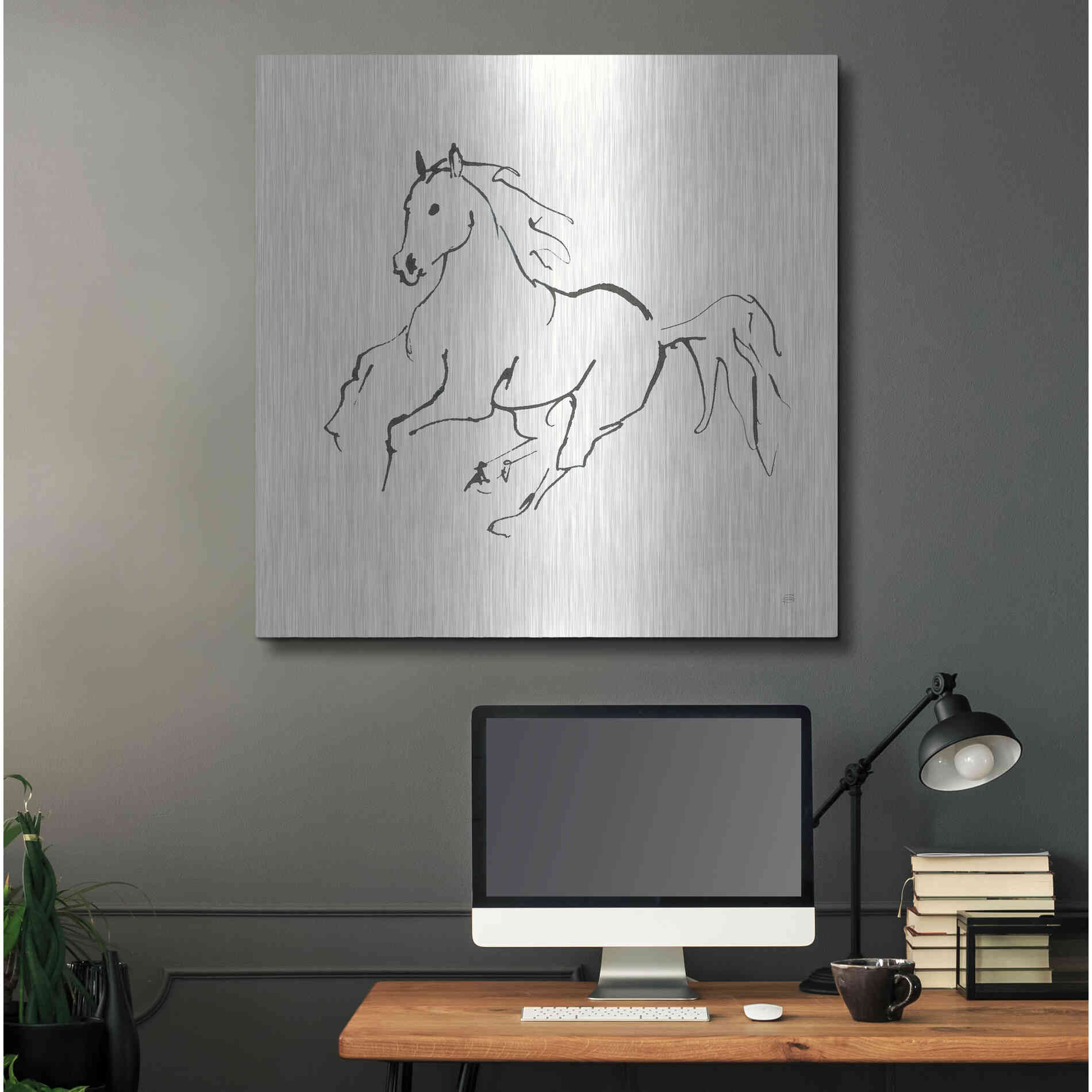 Luxe Metal Art 'Line Horse III' by Chris Paschke, Metal Wall Art,36x36