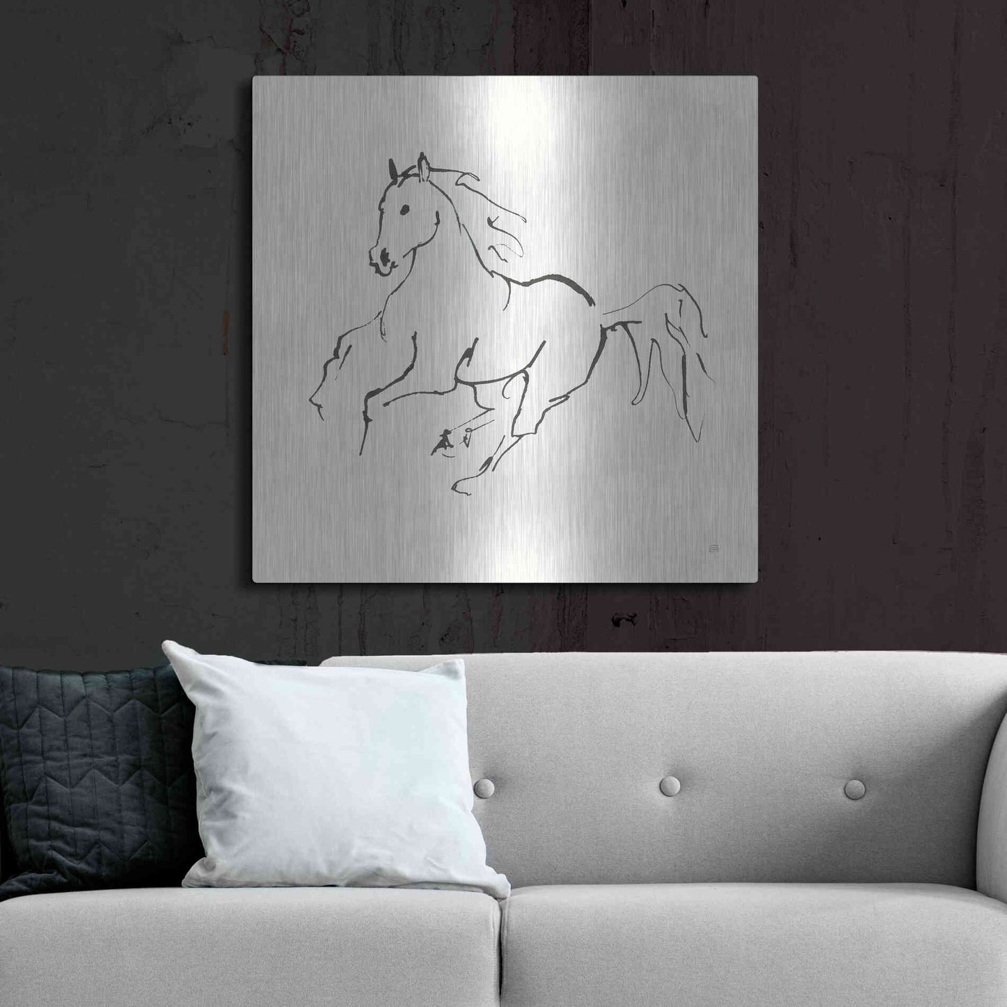 Luxe Metal Art 'Line Horse III' by Chris Paschke, Metal Wall Art,36x36