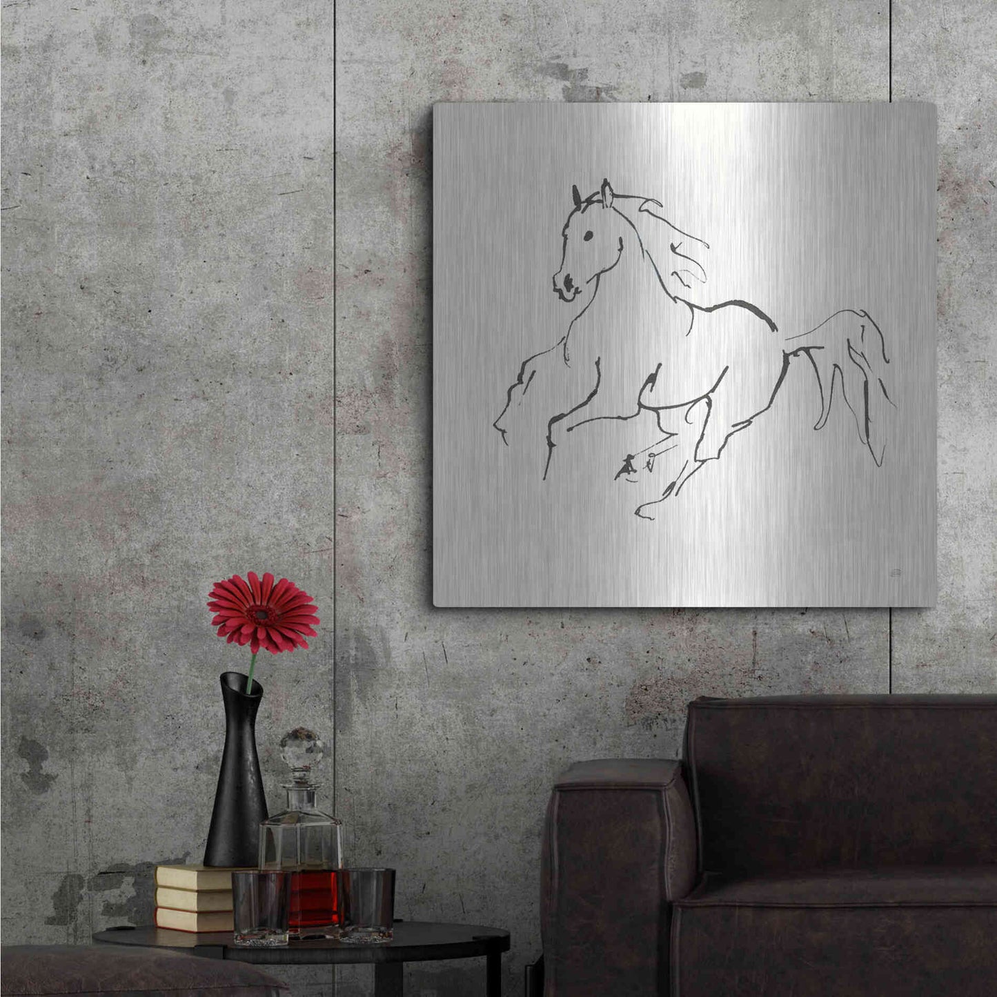 Luxe Metal Art 'Line Horse III' by Chris Paschke, Metal Wall Art,36x36
