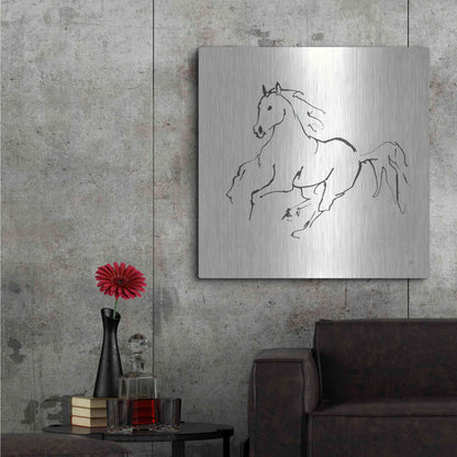 Luxe Metal Art 'Line Horse III' by Chris Paschke, Metal Wall Art,36x36