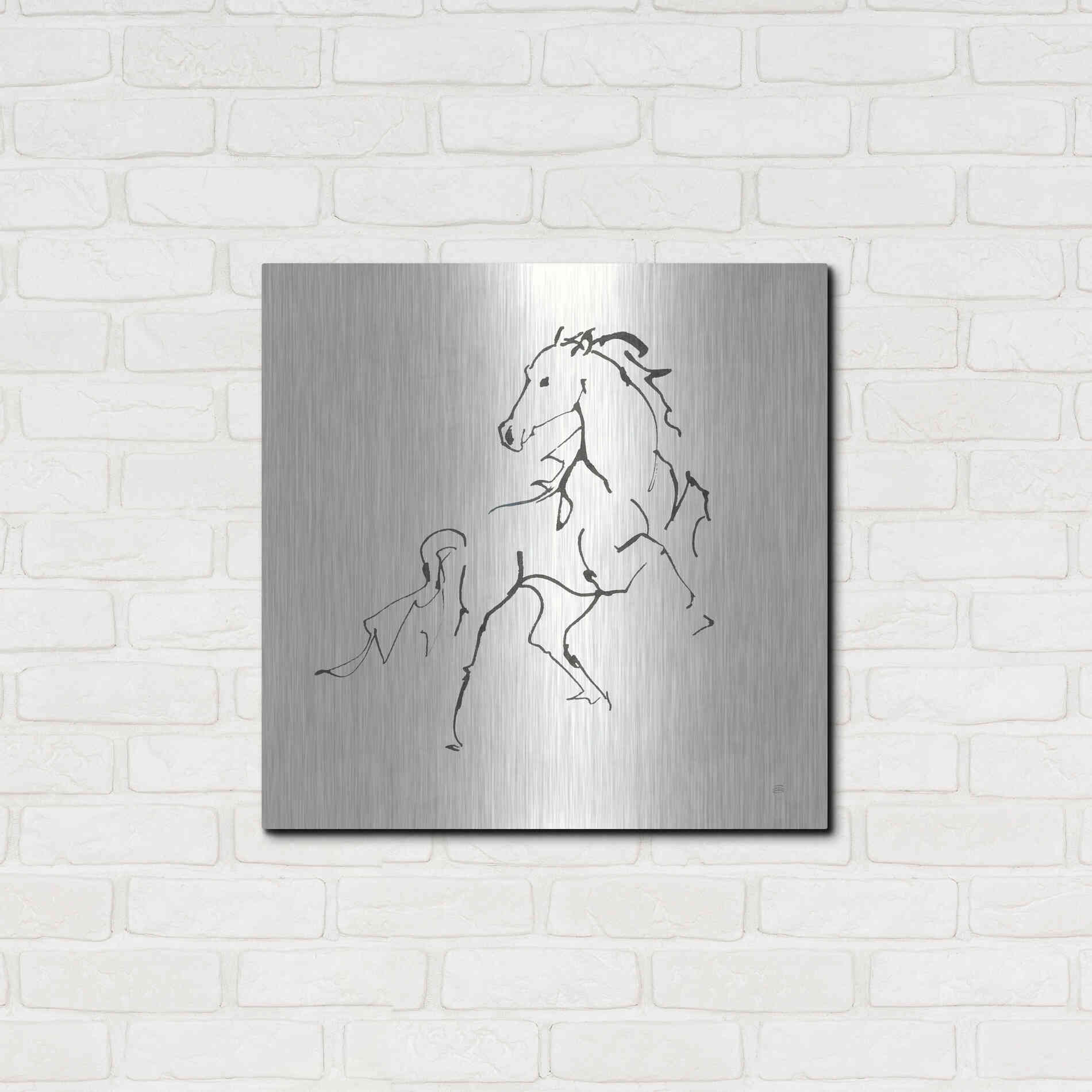 Luxe Metal Art 'Line Horse IV' by Chris Paschke, Metal Wall Art,24x24