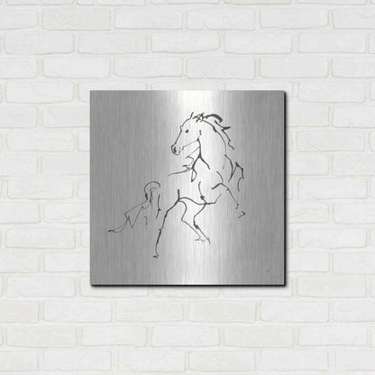 Luxe Metal Art 'Line Horse IV' by Chris Paschke, Metal Wall Art,24x24