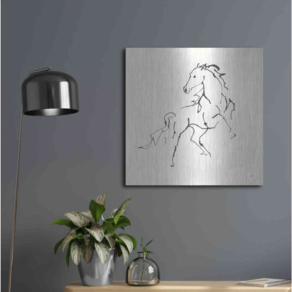Luxe Metal Art 'Line Horse IV' by Chris Paschke, Metal Wall Art,24x24