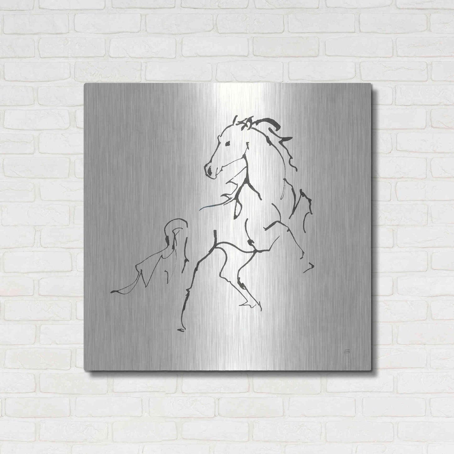 Luxe Metal Art 'Line Horse IV' by Chris Paschke, Metal Wall Art,36x36