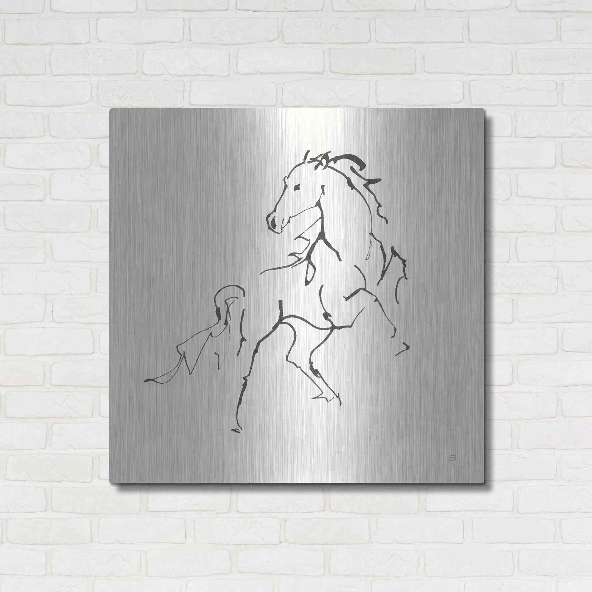 Luxe Metal Art 'Line Horse IV' by Chris Paschke, Metal Wall Art,36x36