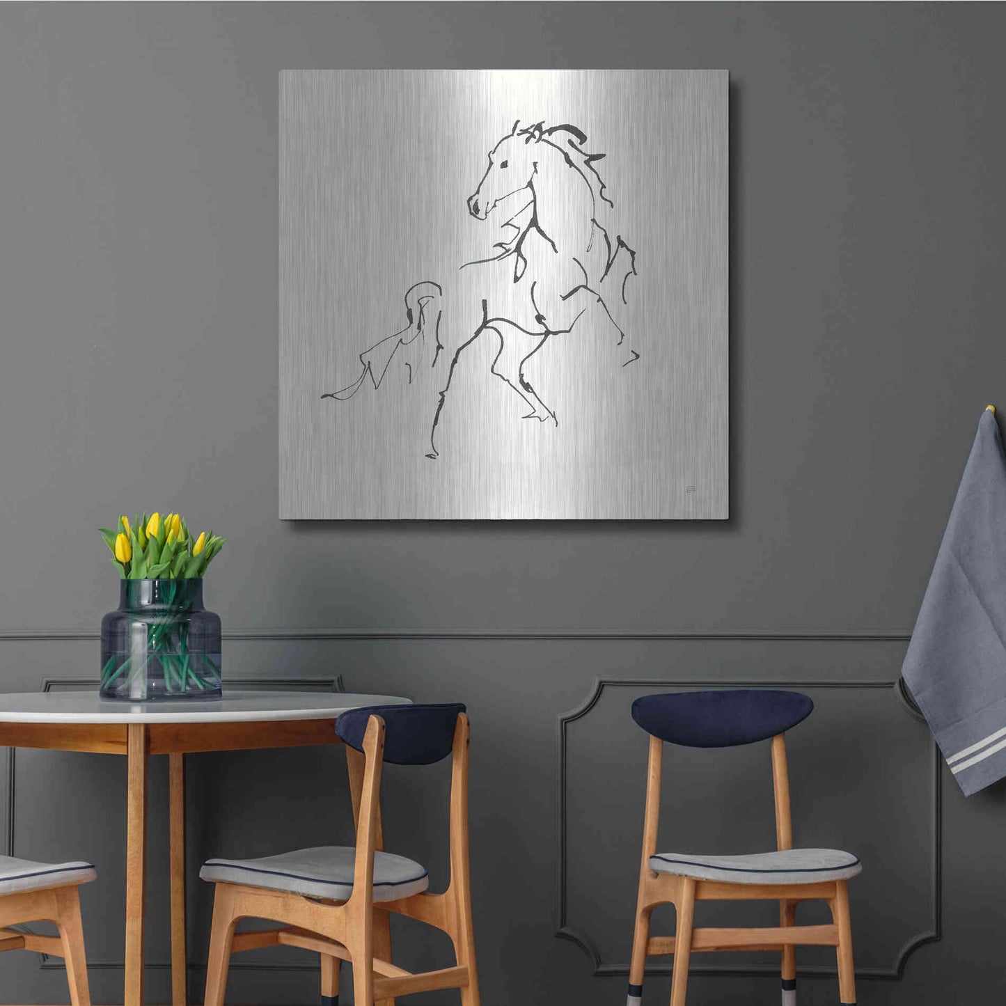 Luxe Metal Art 'Line Horse IV' by Chris Paschke, Metal Wall Art,36x36