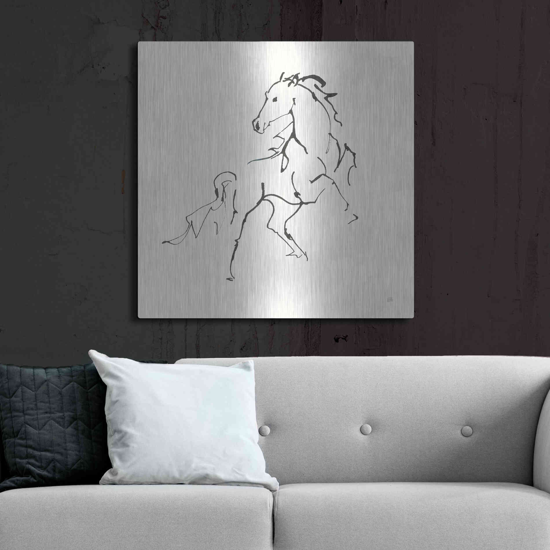 Luxe Metal Art 'Line Horse IV' by Chris Paschke, Metal Wall Art,36x36