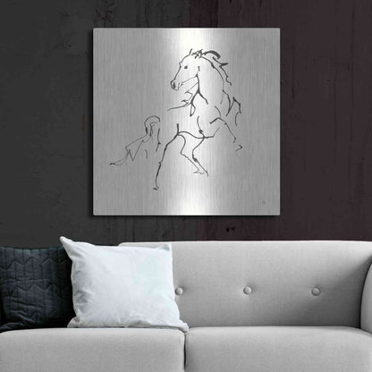 Luxe Metal Art 'Line Horse IV' by Chris Paschke, Metal Wall Art,36x36