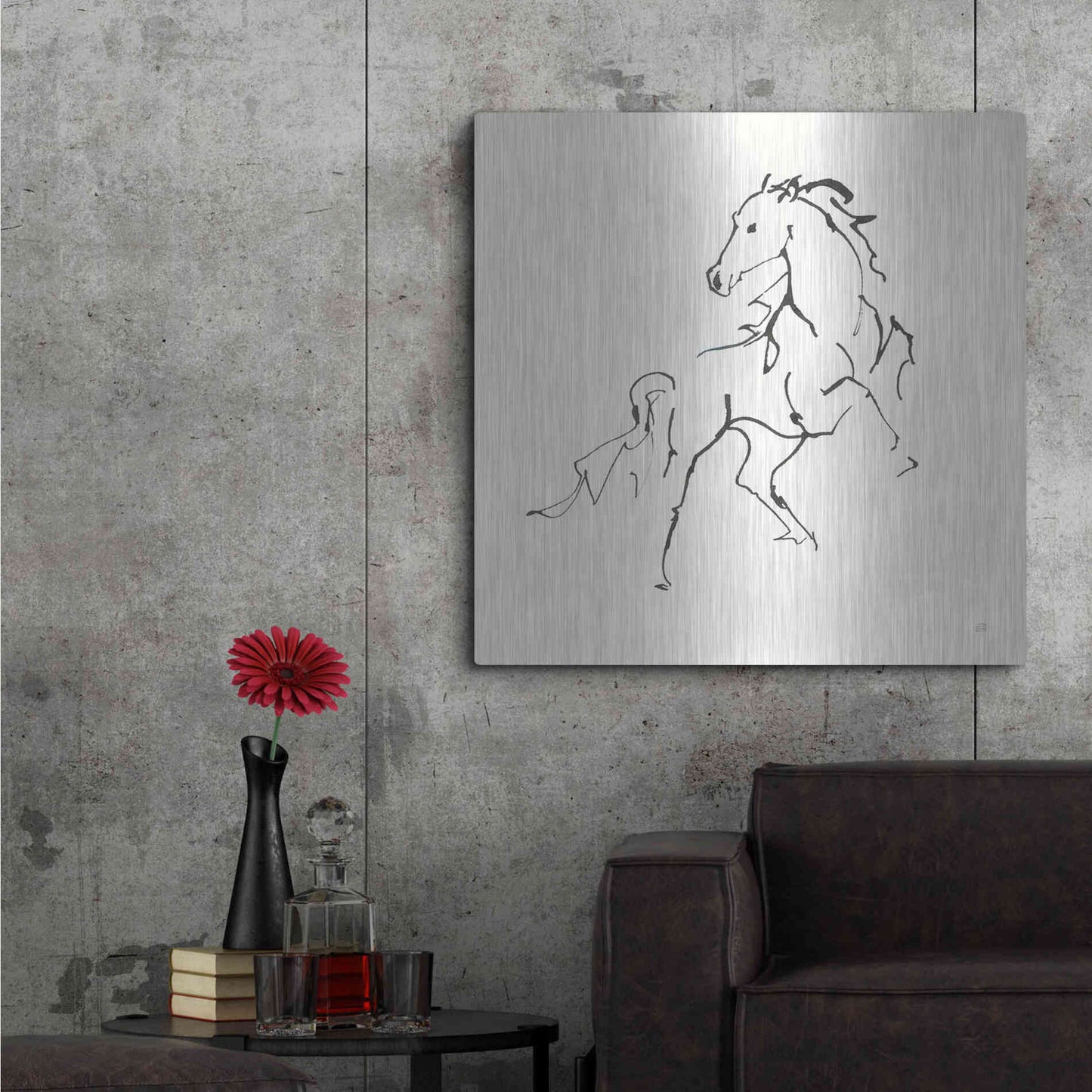 Luxe Metal Art 'Line Horse IV' by Chris Paschke, Metal Wall Art,36x36