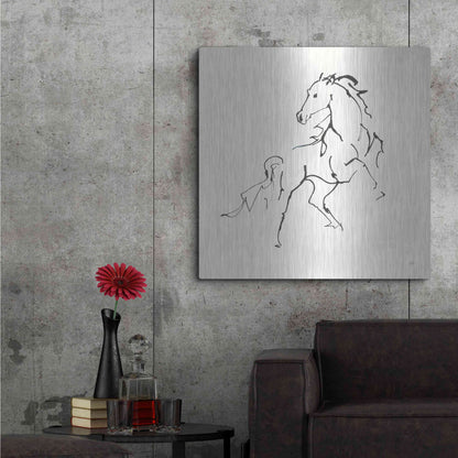 Luxe Metal Art 'Line Horse IV' by Chris Paschke, Metal Wall Art,36x36
