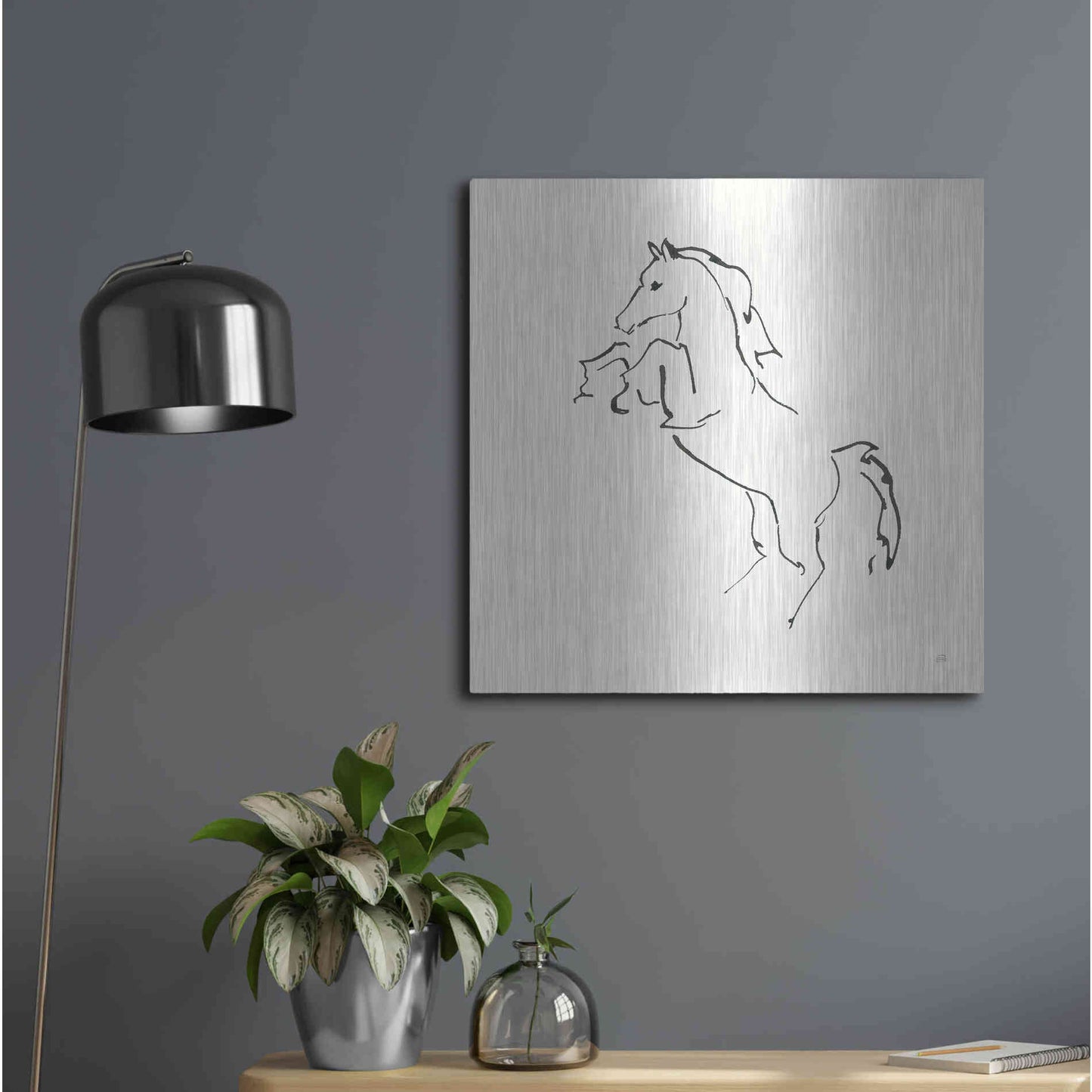 Luxe Metal Art 'Line Horse IX' by Chris Paschke, Metal Wall Art,24x24