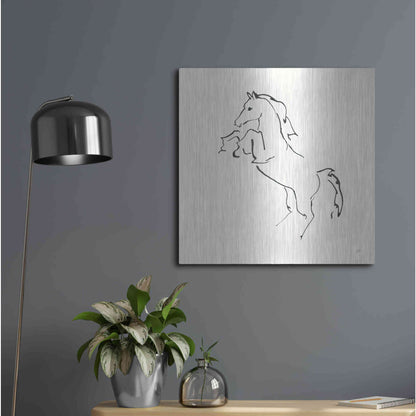 Luxe Metal Art 'Line Horse IX' by Chris Paschke, Metal Wall Art,24x24