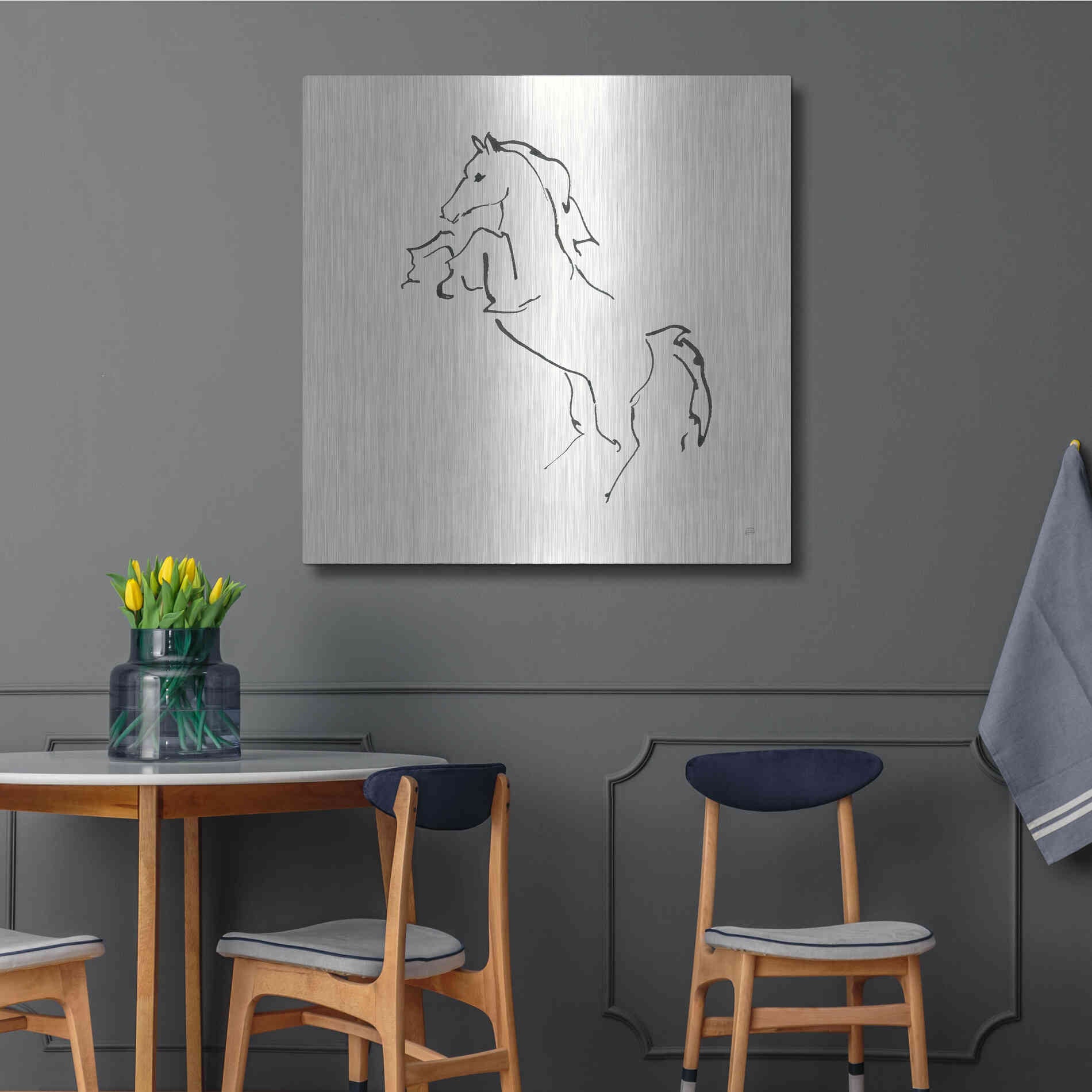 Luxe Metal Art 'Line Horse IX' by Chris Paschke, Metal Wall Art,36x36