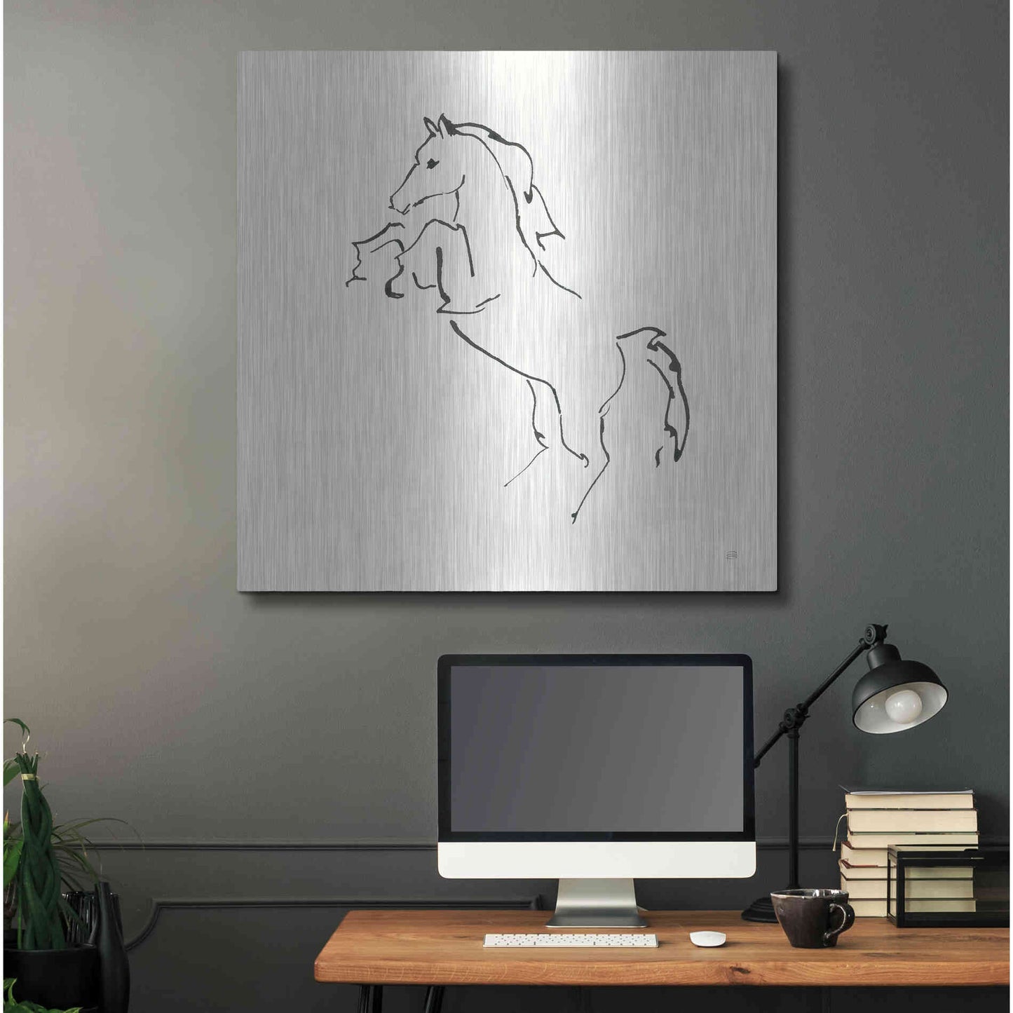 Luxe Metal Art 'Line Horse IX' by Chris Paschke, Metal Wall Art,36x36