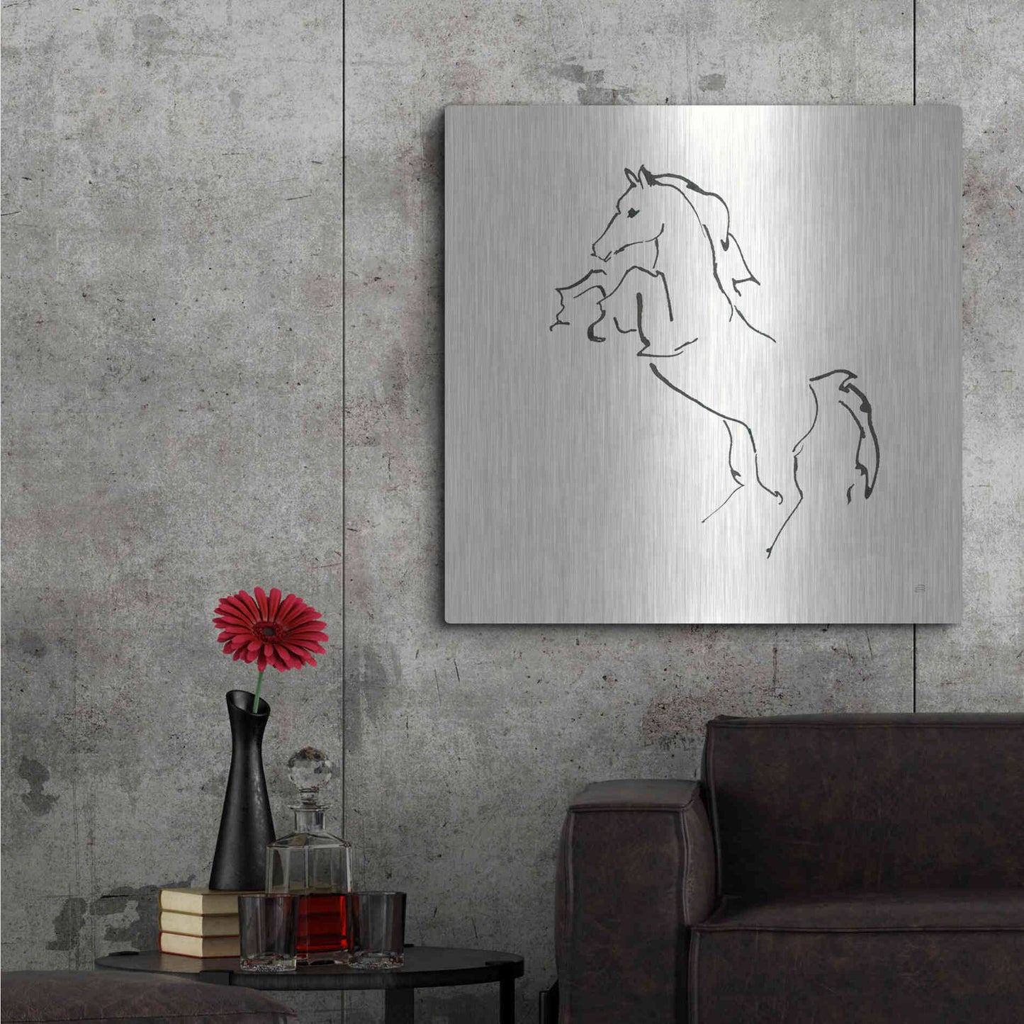 Luxe Metal Art 'Line Horse IX' by Chris Paschke, Metal Wall Art,36x36