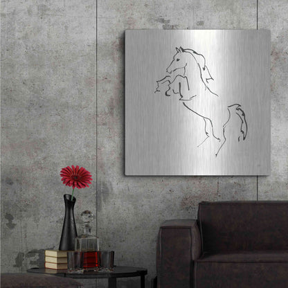 Luxe Metal Art 'Line Horse IX' by Chris Paschke, Metal Wall Art,36x36