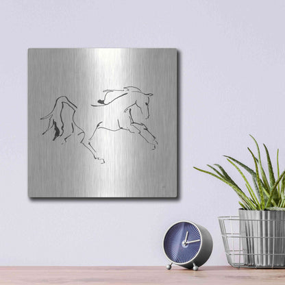Luxe Metal Art 'Line Horse VII' by Chris Paschke, Metal Wall Art,12x12