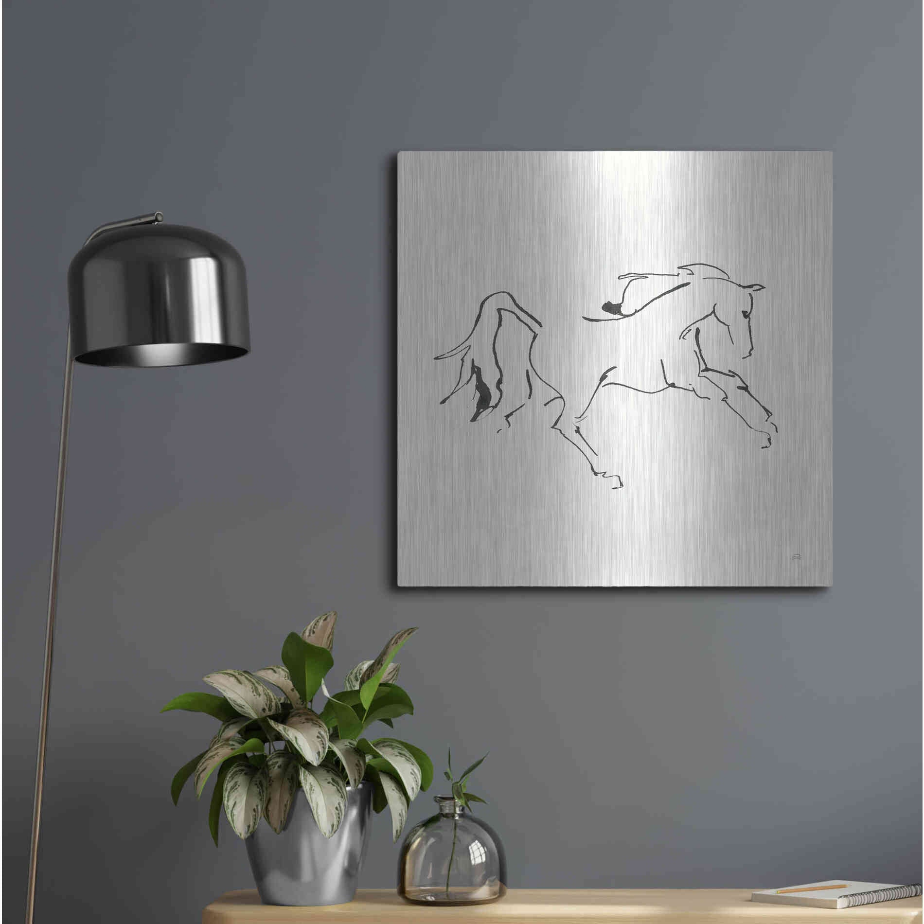 Luxe Metal Art 'Line Horse VII' by Chris Paschke, Metal Wall Art,24x24