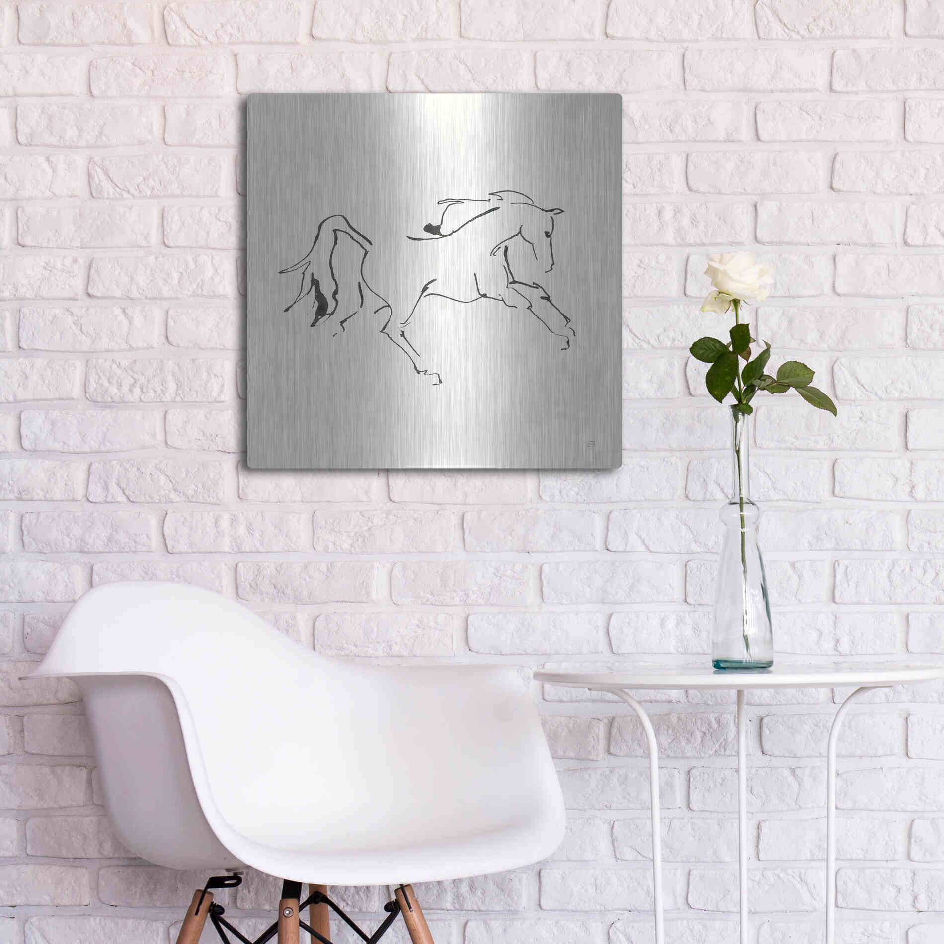 Luxe Metal Art 'Line Horse VII' by Chris Paschke, Metal Wall Art,24x24