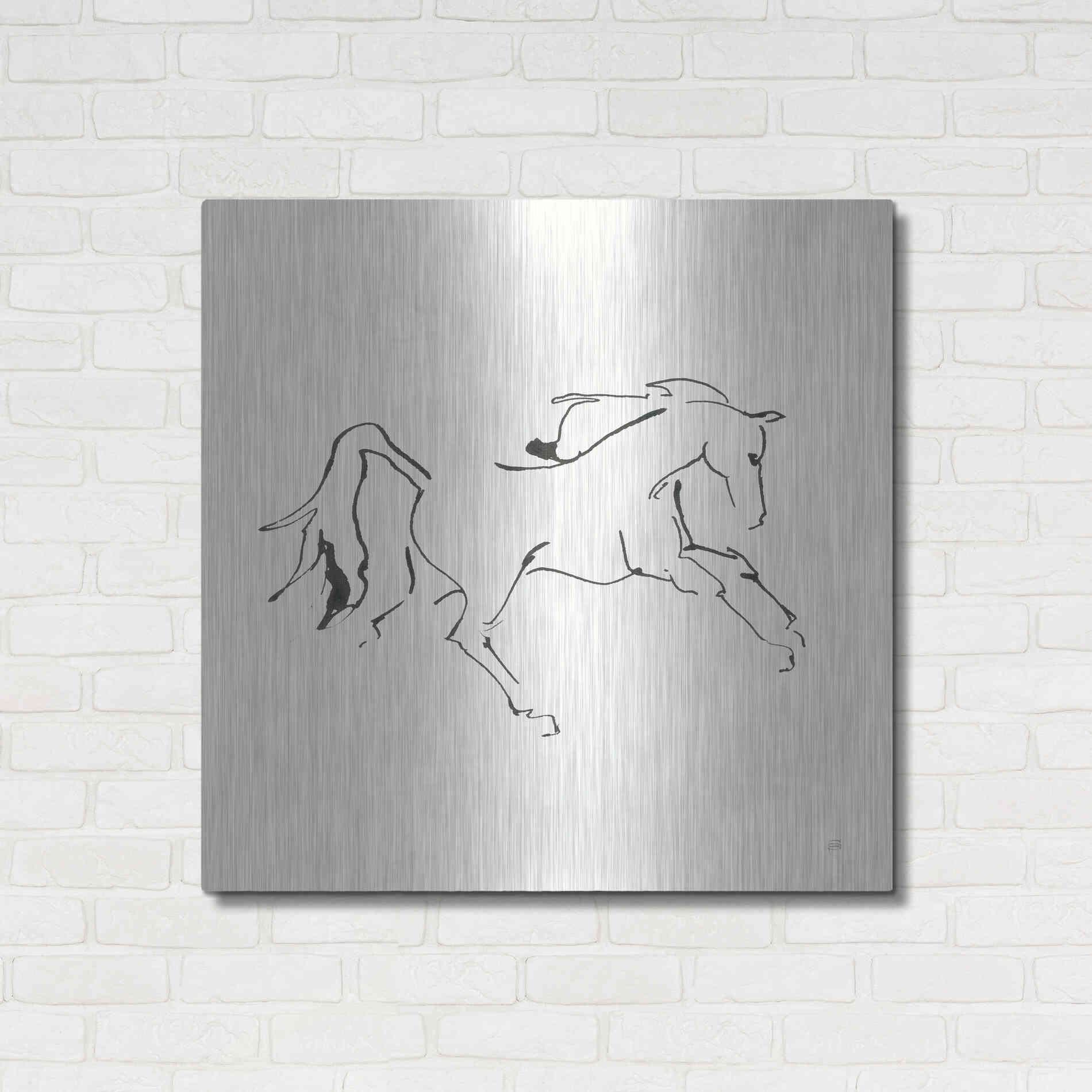 Luxe Metal Art 'Line Horse VII' by Chris Paschke, Metal Wall Art,36x36