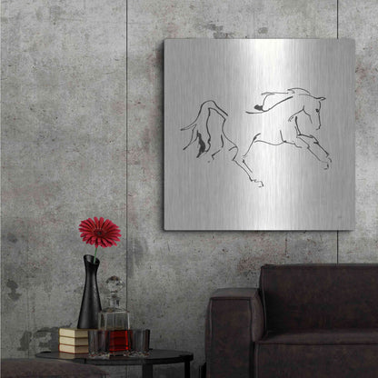 Luxe Metal Art 'Line Horse VII' by Chris Paschke, Metal Wall Art,36x36