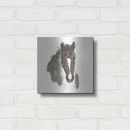 Luxe Metal Art 'Horse Portrait III' by Chris Paschke, Metal Wall Art,12x12