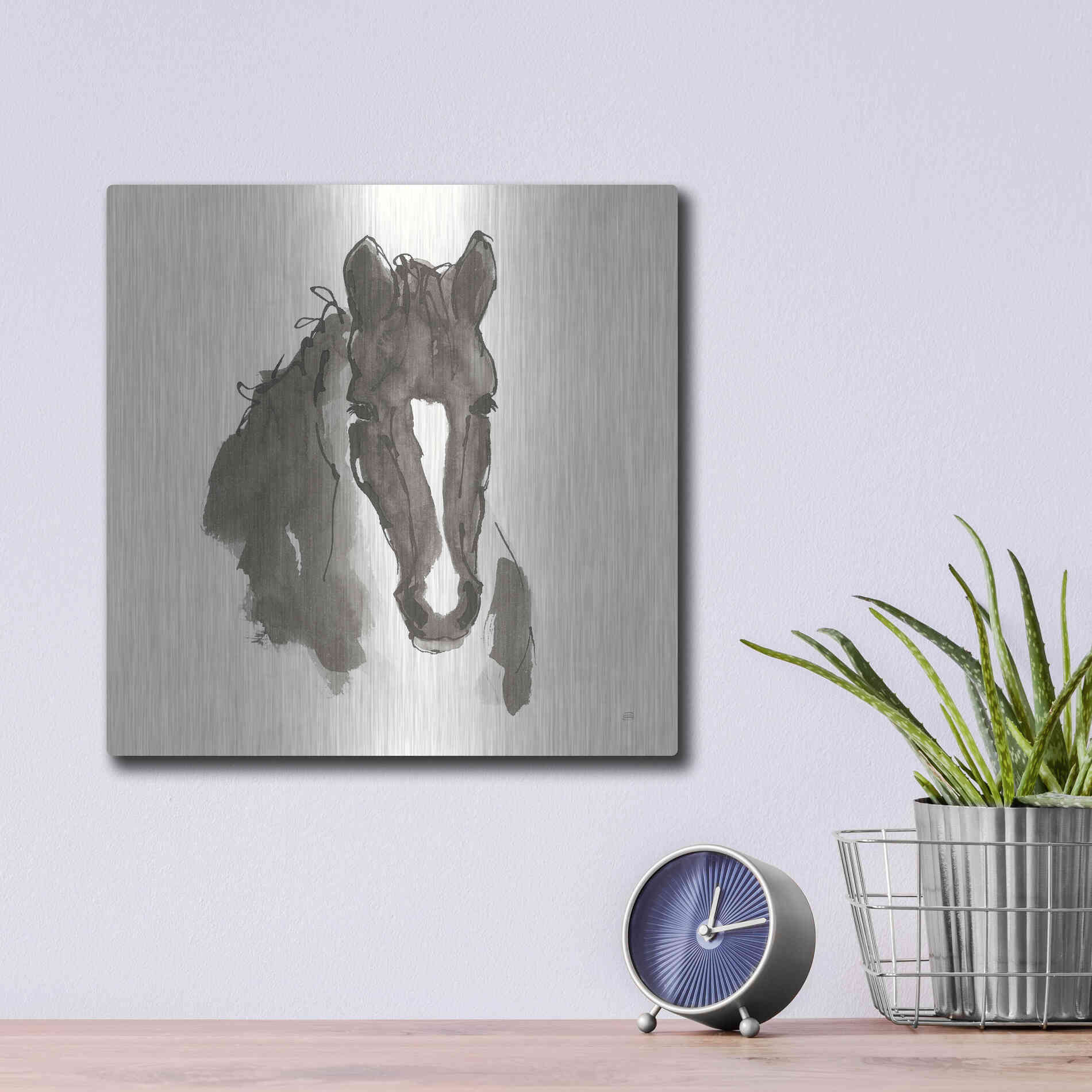 Luxe Metal Art 'Horse Portrait III' by Chris Paschke, Metal Wall Art,12x12