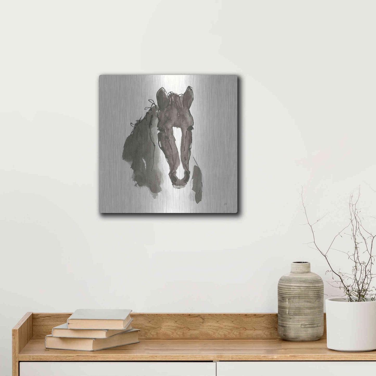 Luxe Metal Art 'Horse Portrait III' by Chris Paschke, Metal Wall Art,12x12