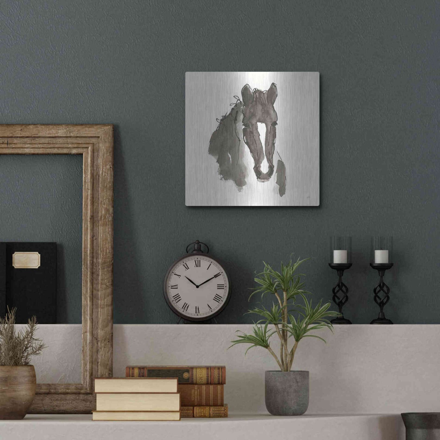 Luxe Metal Art 'Horse Portrait III' by Chris Paschke, Metal Wall Art,12x12