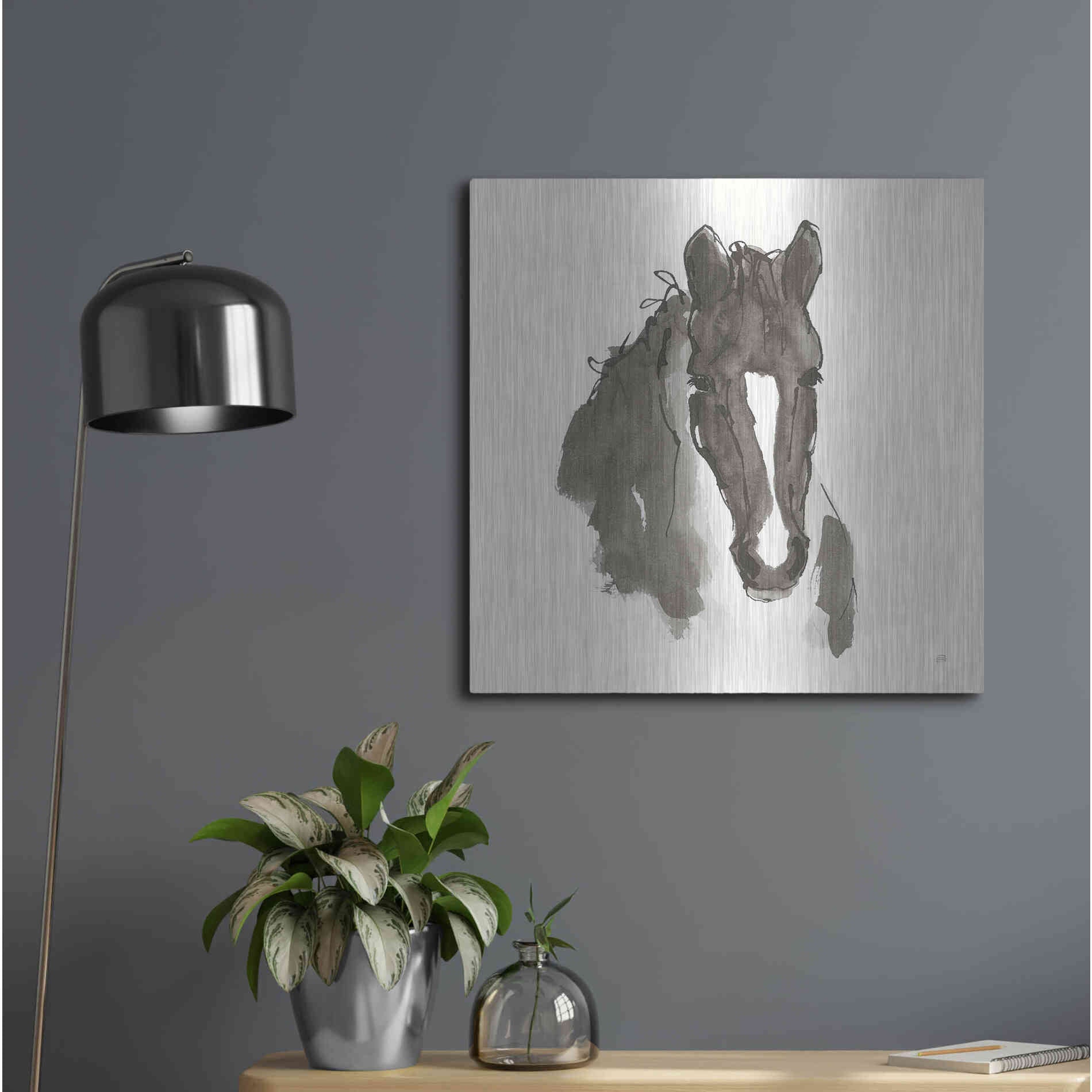 Luxe Metal Art 'Horse Portrait III' by Chris Paschke, Metal Wall Art,24x24