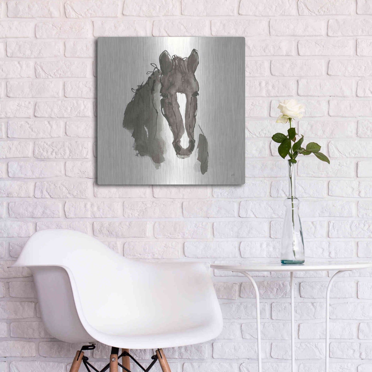 Luxe Metal Art 'Horse Portrait III' by Chris Paschke, Metal Wall Art,24x24