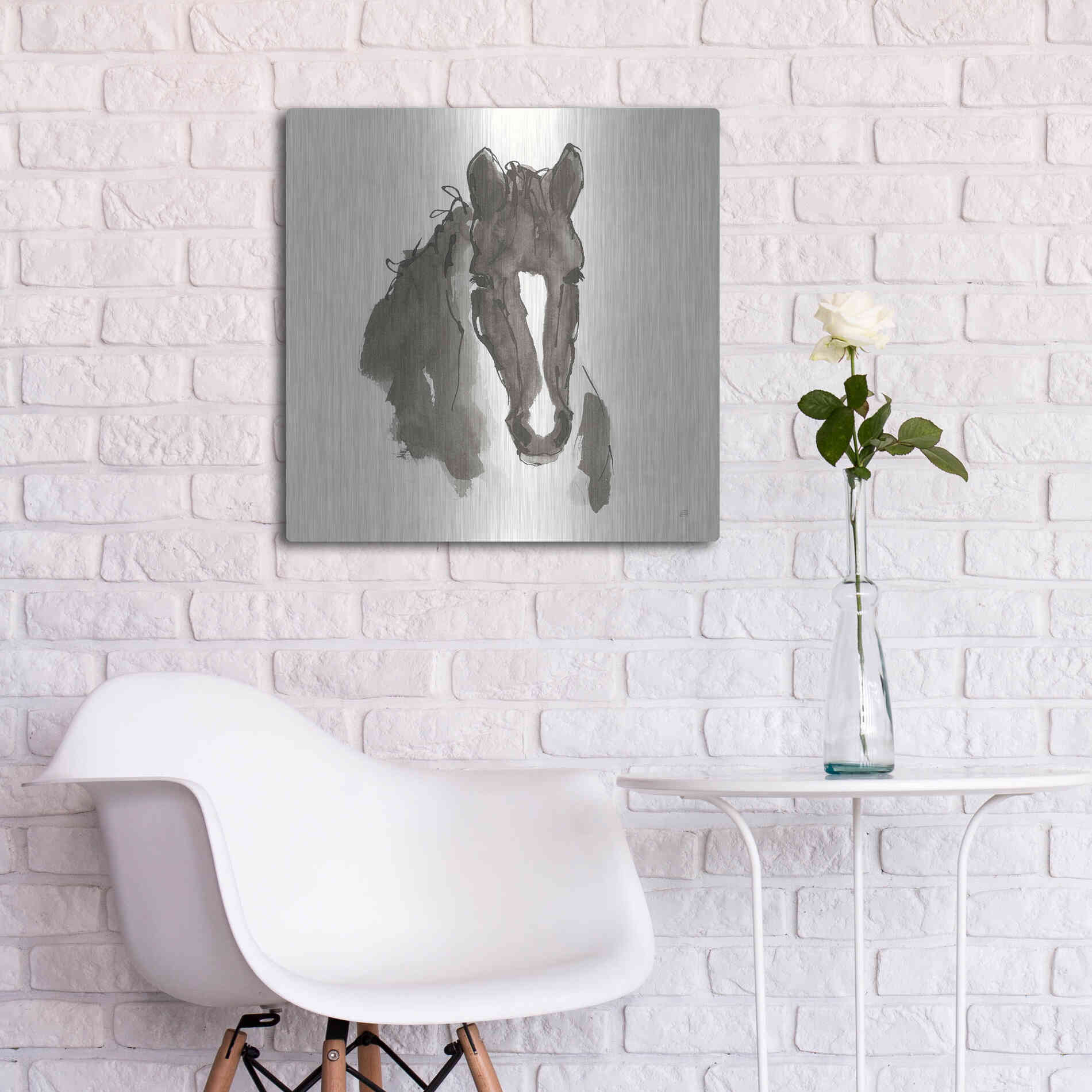 Luxe Metal Art 'Horse Portrait III' by Chris Paschke, Metal Wall Art,24x24