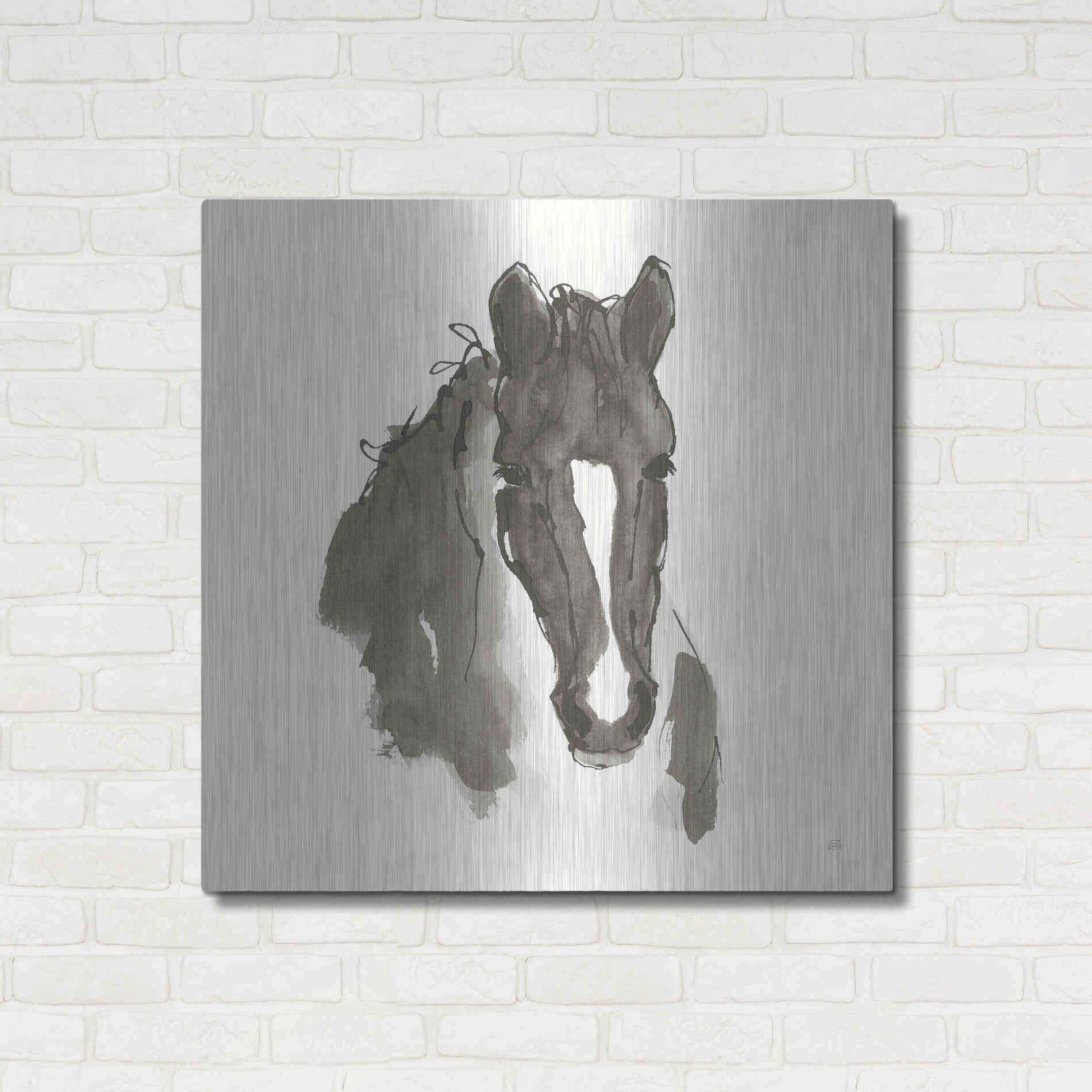 Luxe Metal Art 'Horse Portrait III' by Chris Paschke, Metal Wall Art,36x36