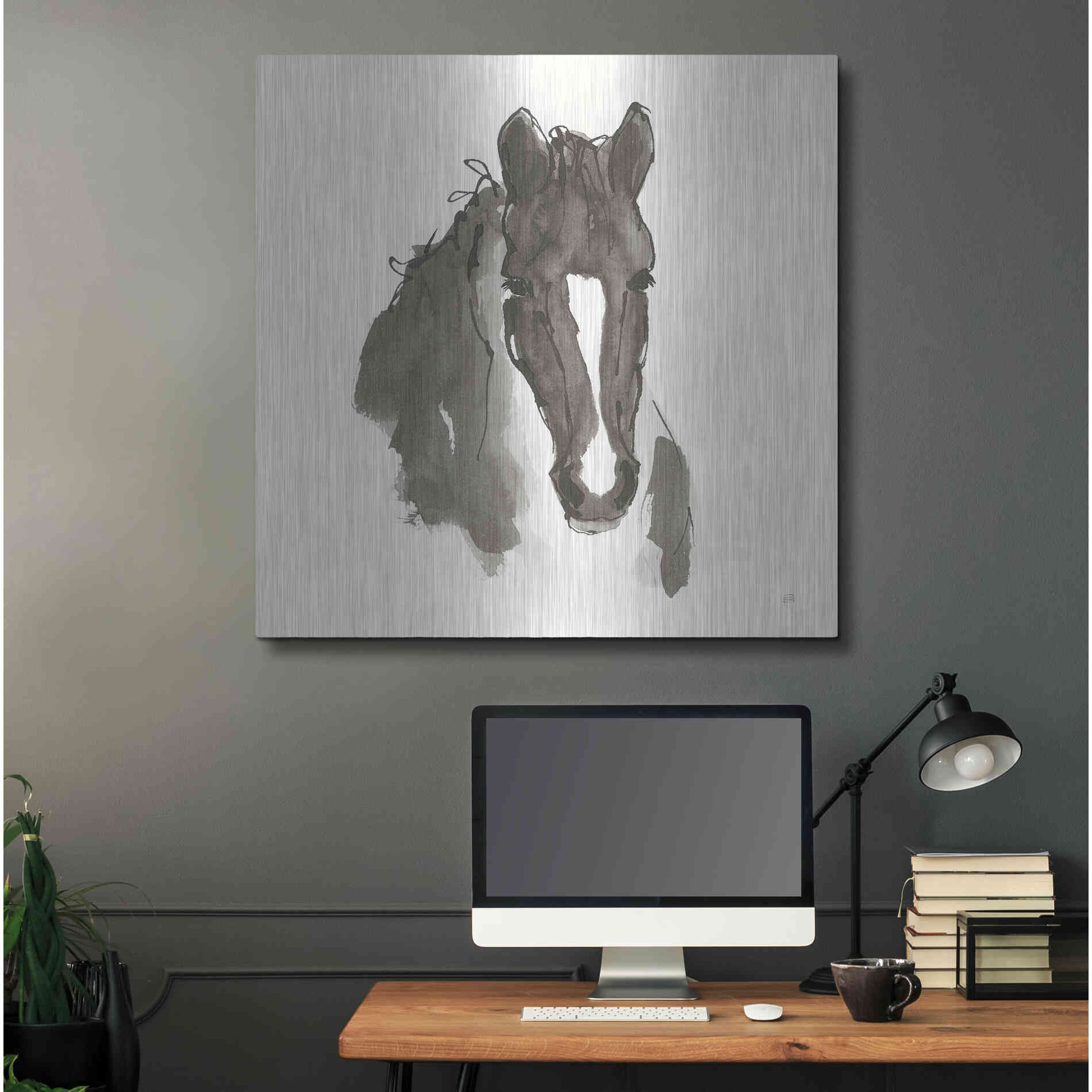 Luxe Metal Art 'Horse Portrait III' by Chris Paschke, Metal Wall Art,36x36