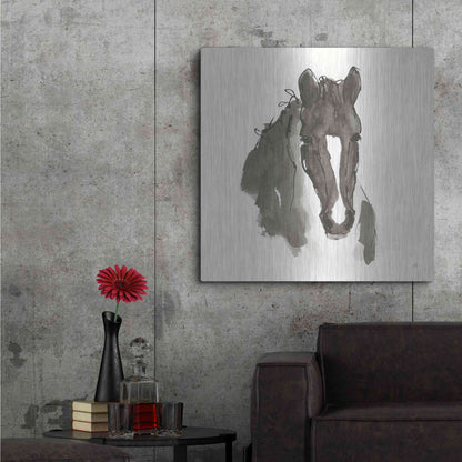 Luxe Metal Art 'Horse Portrait III' by Chris Paschke, Metal Wall Art,36x36