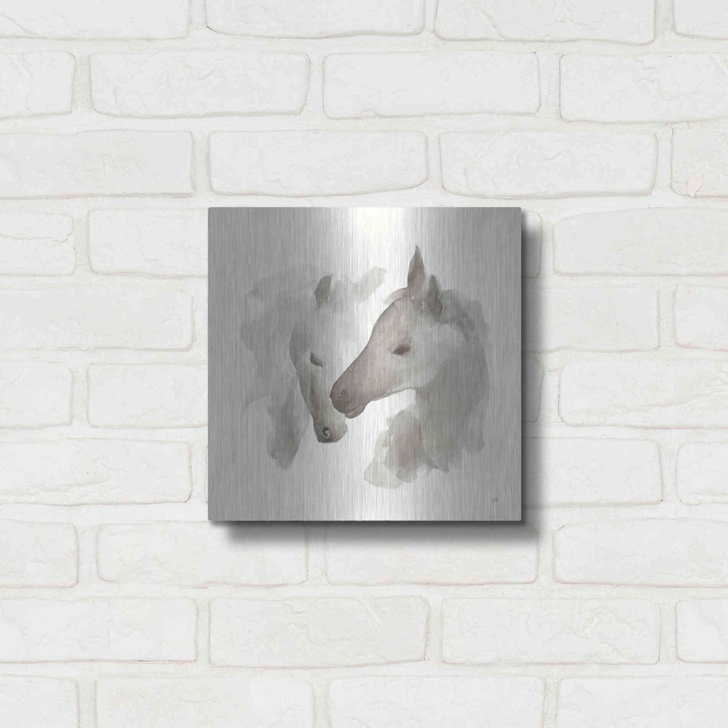 Luxe Metal Art 'Nuzzling I' by Chris Paschke, Metal Wall Art,12x12
