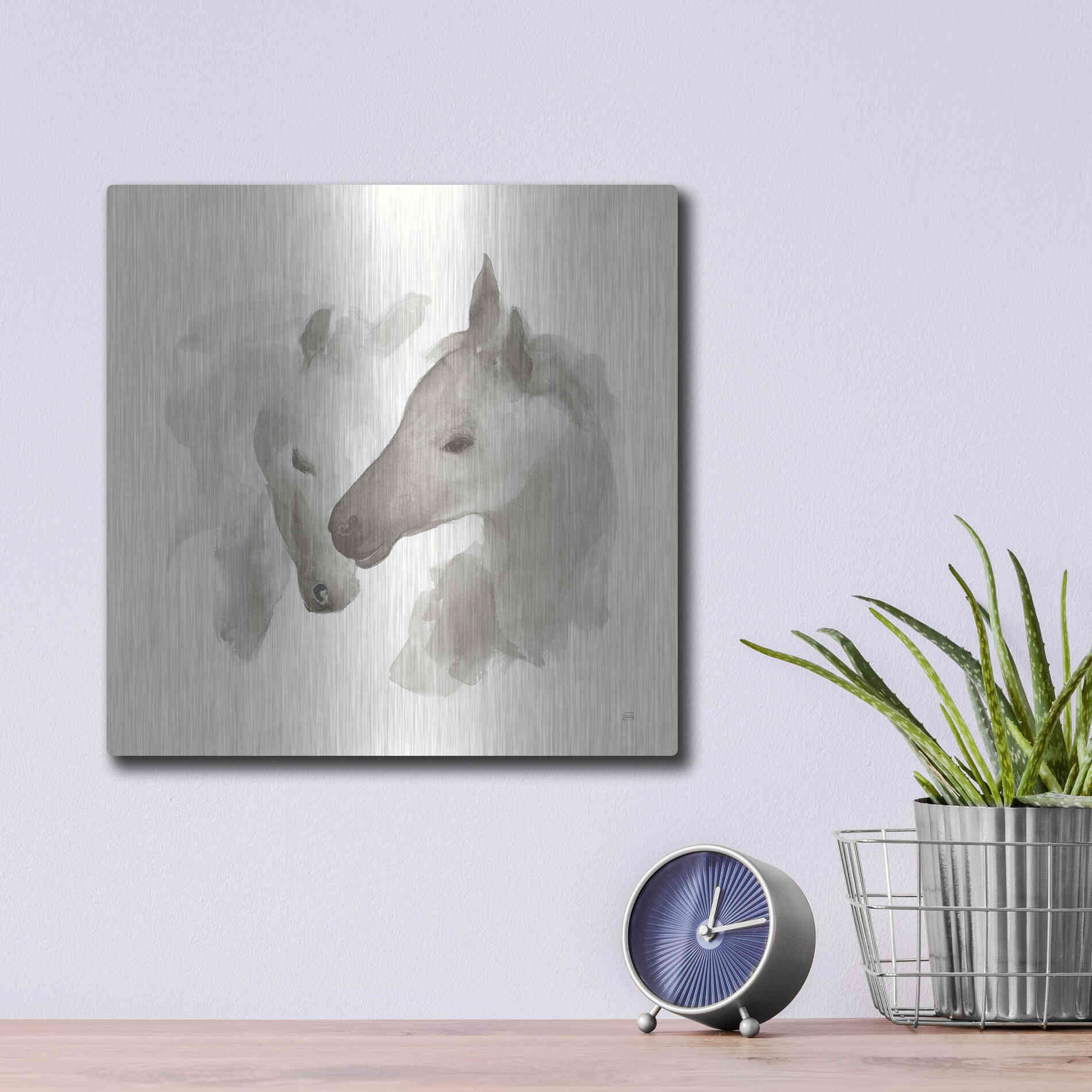 Luxe Metal Art 'Nuzzling I' by Chris Paschke, Metal Wall Art,12x12