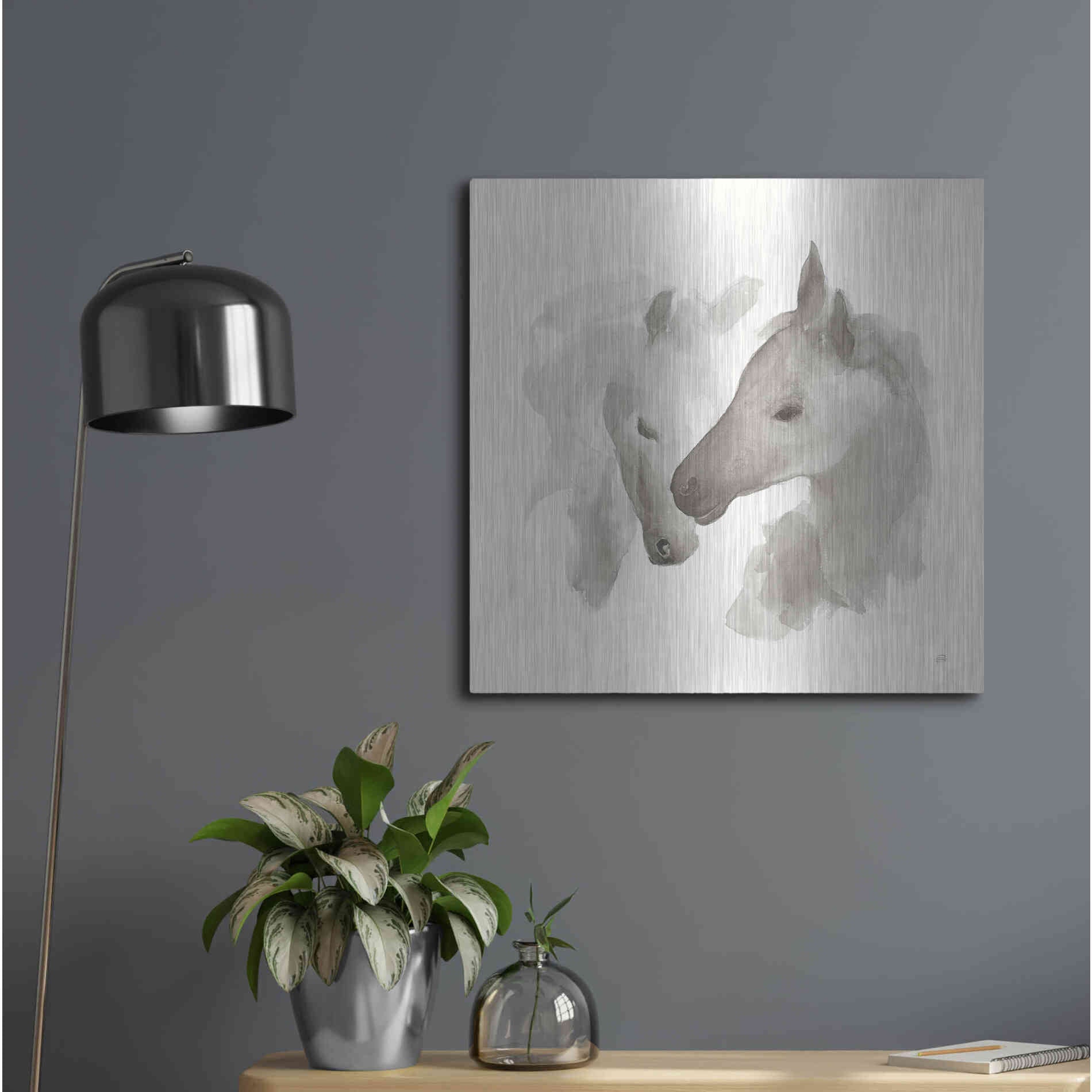 Luxe Metal Art 'Nuzzling I' by Chris Paschke, Metal Wall Art,24x24